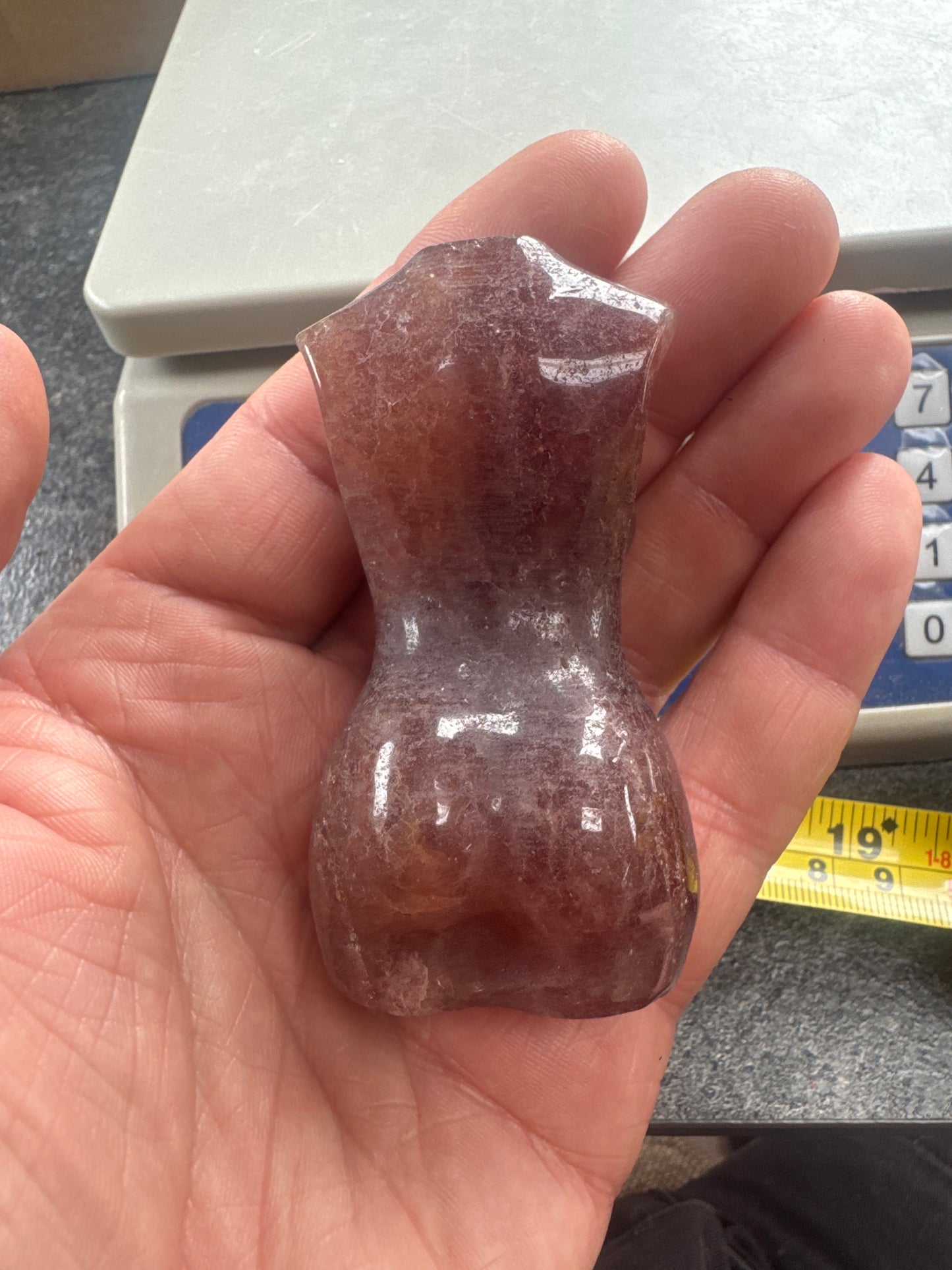 8 cm Strawberry Quartz Pregnant Goddess Carving 155 grams EBY3#8