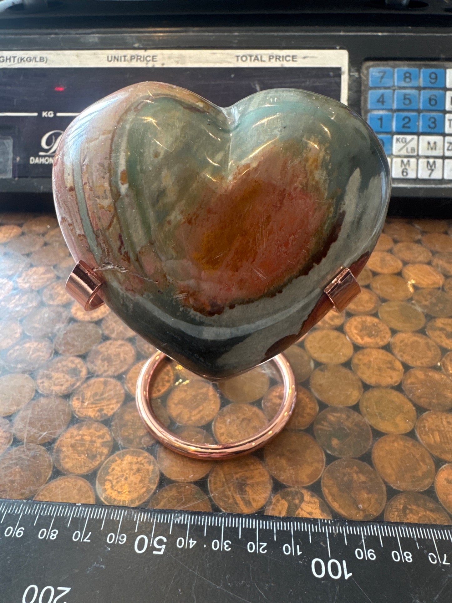 Polychrome Jasper Hand Carved Heart Madagascar 360 grams DBR5#5