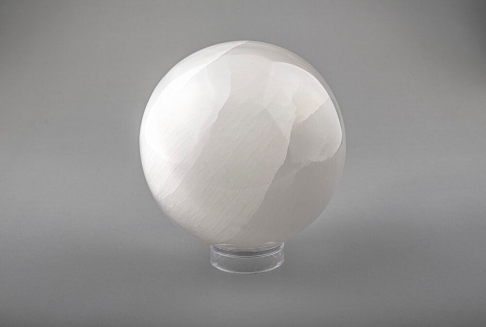 7cm Selenite  Sphere with a free plastic stand