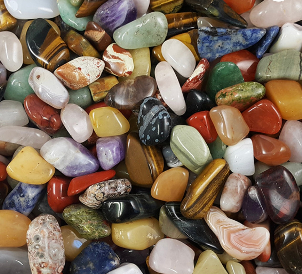 1kg Small Polished Tumblestones + Shropshire Crystals Booklets