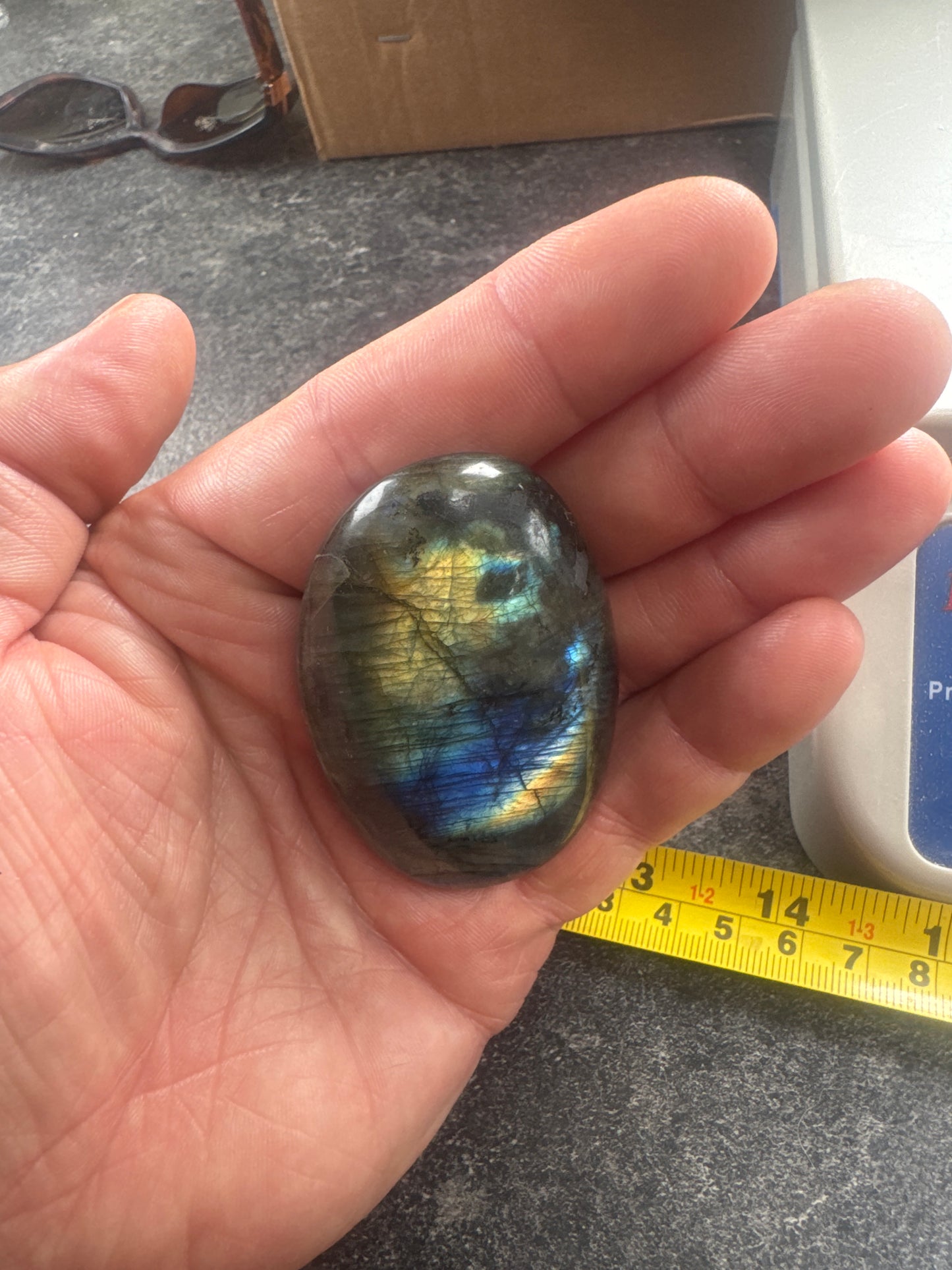 Labradorite Palmstone — Natural Flash & Protective Energy 95 grams EBY2#7