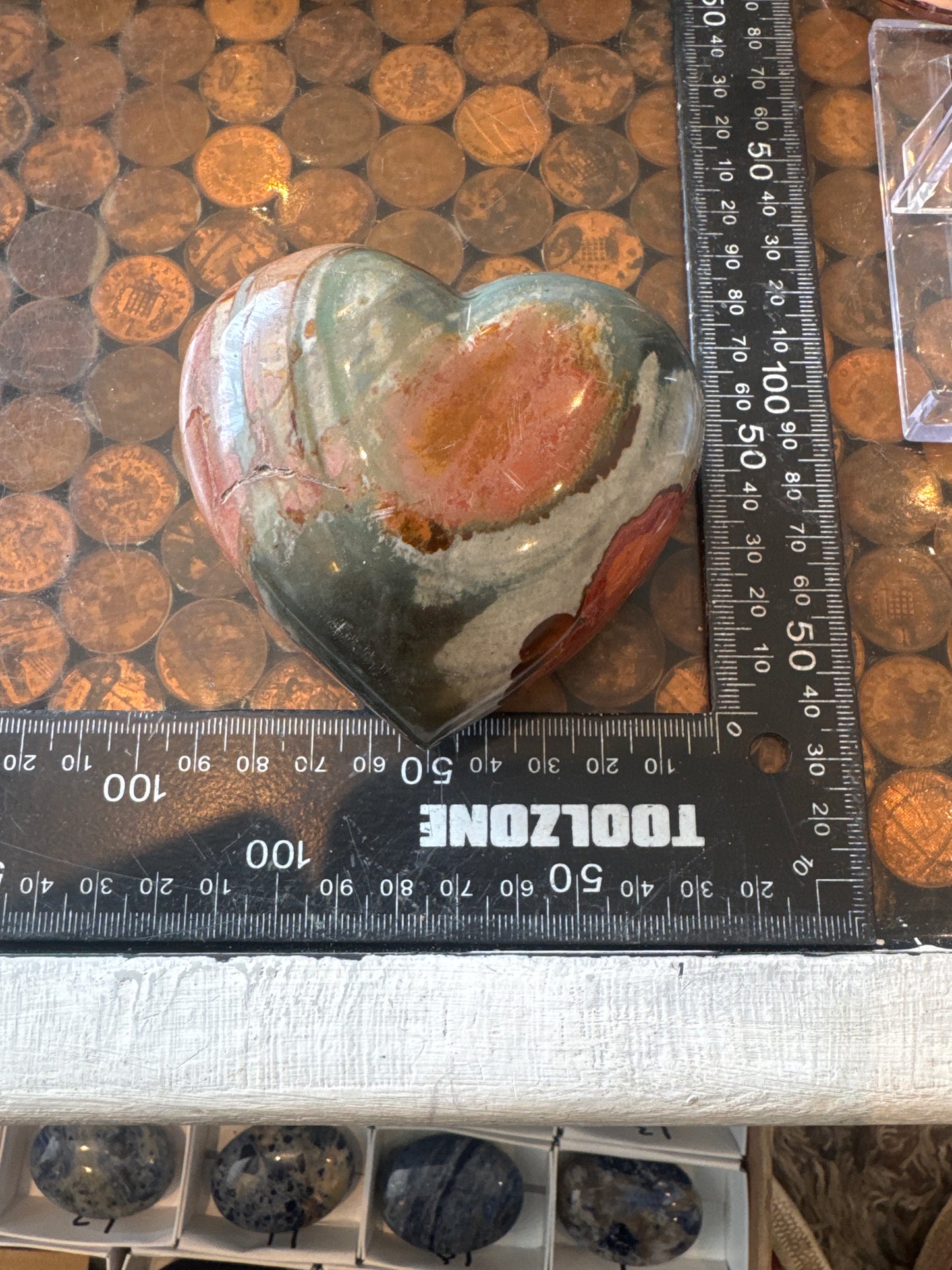 Polychrome Jasper Hand Carved Heart Madagascar 360 grams DBR5#5