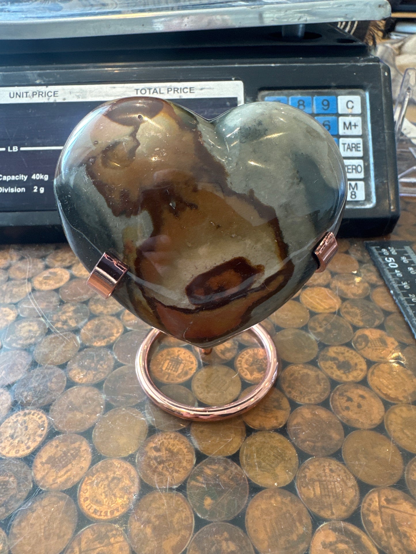 Polychrome Jasper Hand Carved Heart Madagascar 354 grams DBR5#3