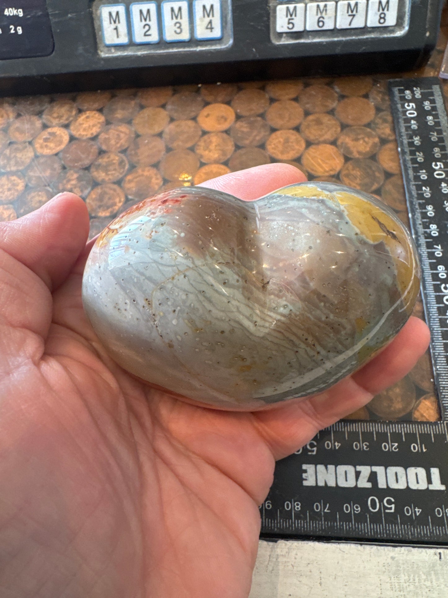 Polychrome Jasper Hand Carved Heart Madagascar 408 grams DBR5#1
