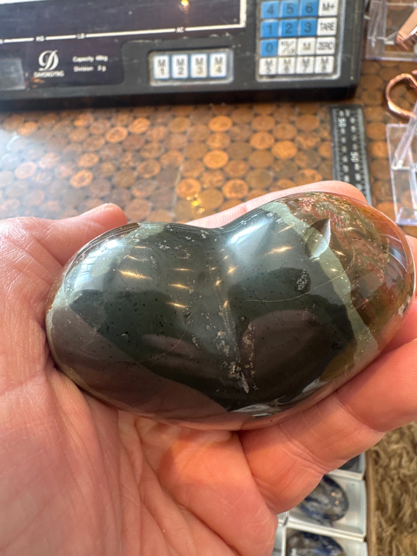 Polychrome Jasper Hand Carved Heart Madagascar 256 grams DBR5#6
