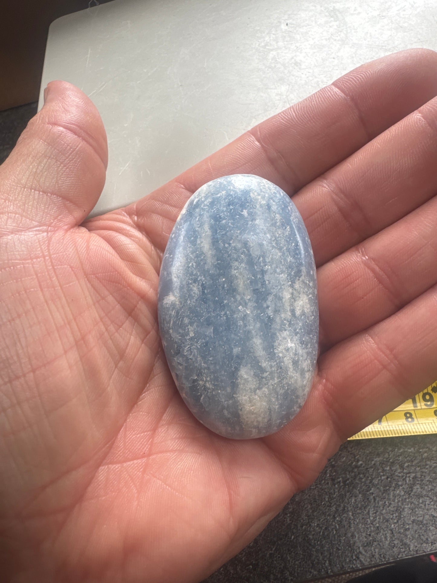 Blue Calcite Palmstone — Soft, Calming, Natural Mineral 103 grams EBY2#13