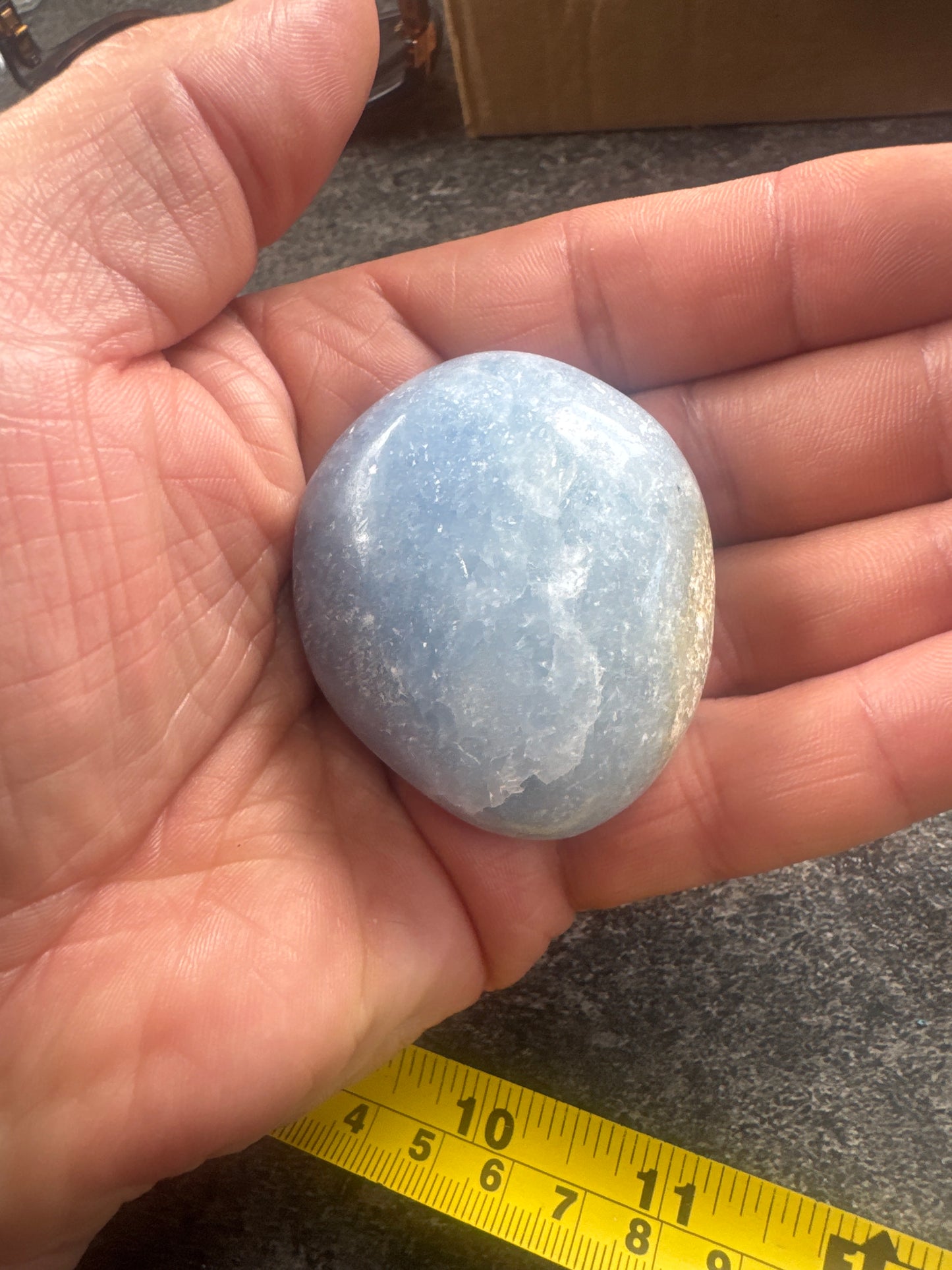 Blue Calcite Palmstone — Soft, Calming, Natural Mineral 115 grams EBY2#15