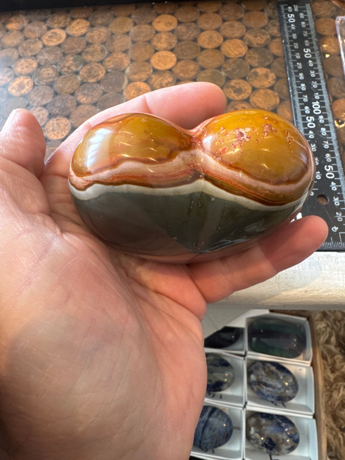 Polychrome Jasper Hand Carved Heart Madagascar 430  grams DBR5#2