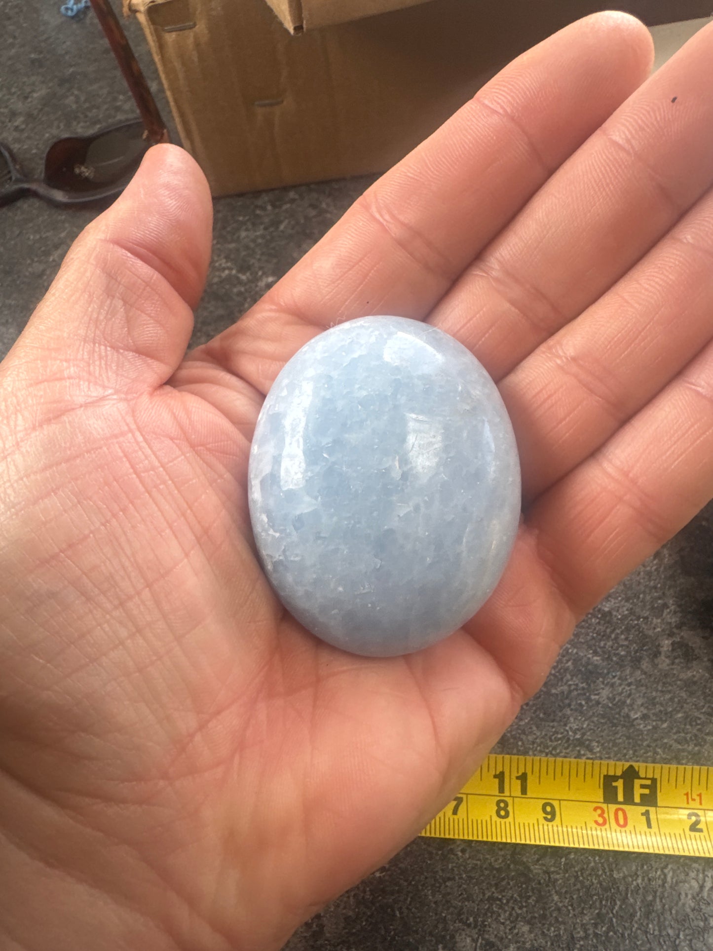 Blue Calcite Palmstone — Soft, Calming, Natural Mineral 123 grams EBY2#16