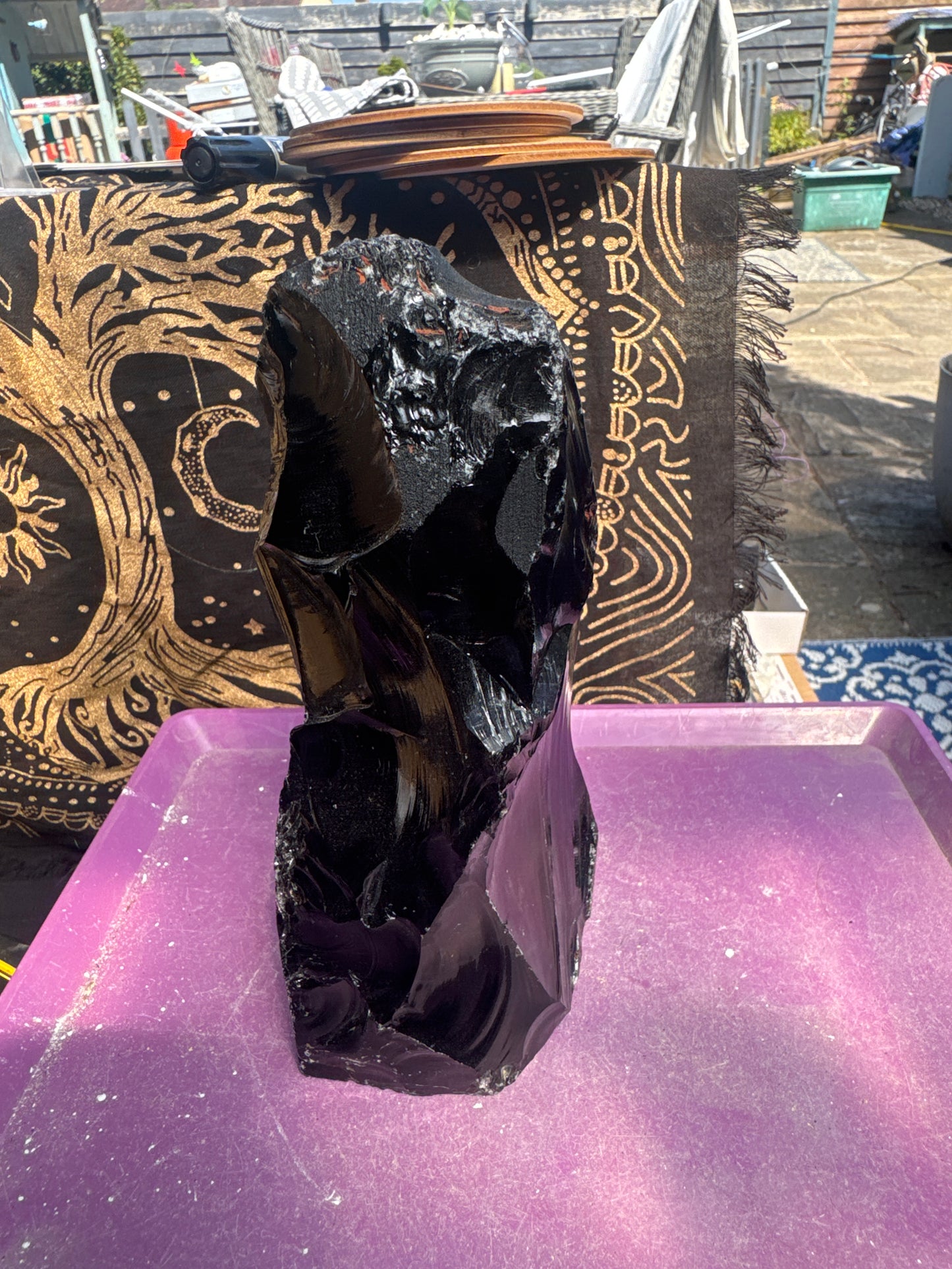 Black Obsidian  1809 grams  19 cm tall Rough with a cut base – Natural Volcanic Glass – f34#2