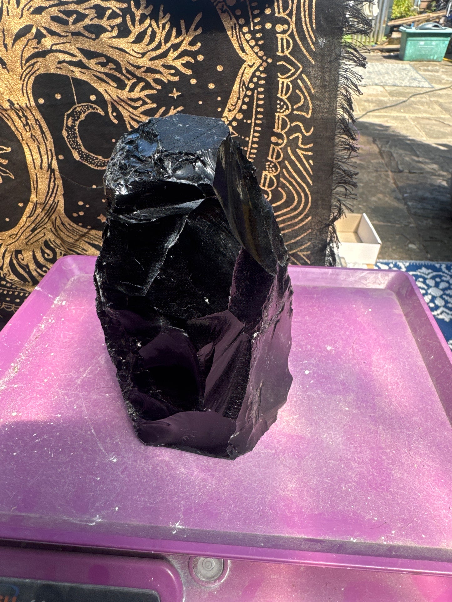 Black Obsidian  1579 grams 16 cm tall Rough with a cut base – Natural Volcanic Glass – E34