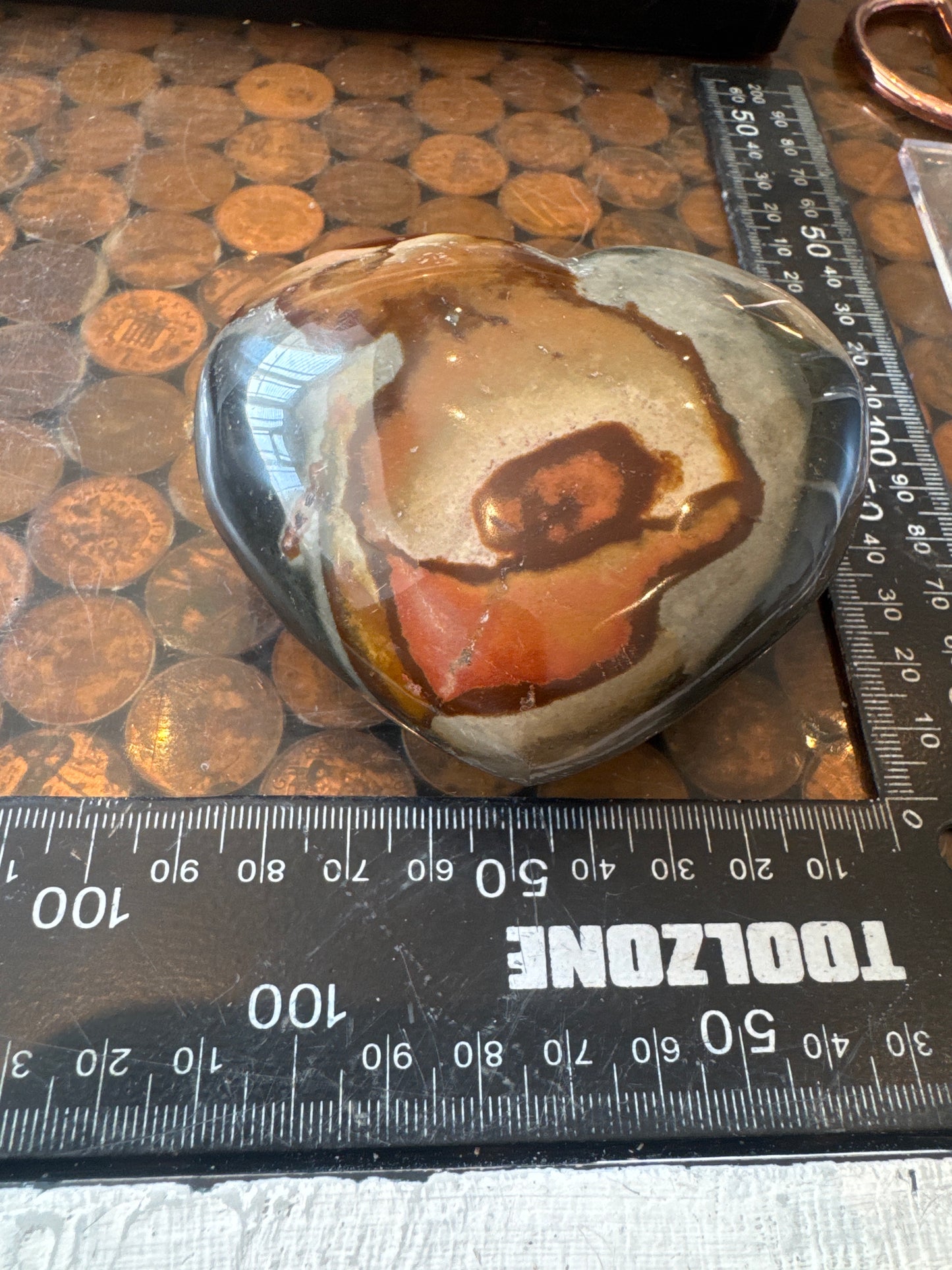 Polychrome Jasper Hand Carved Heart Madagascar 354 grams DBR5#3