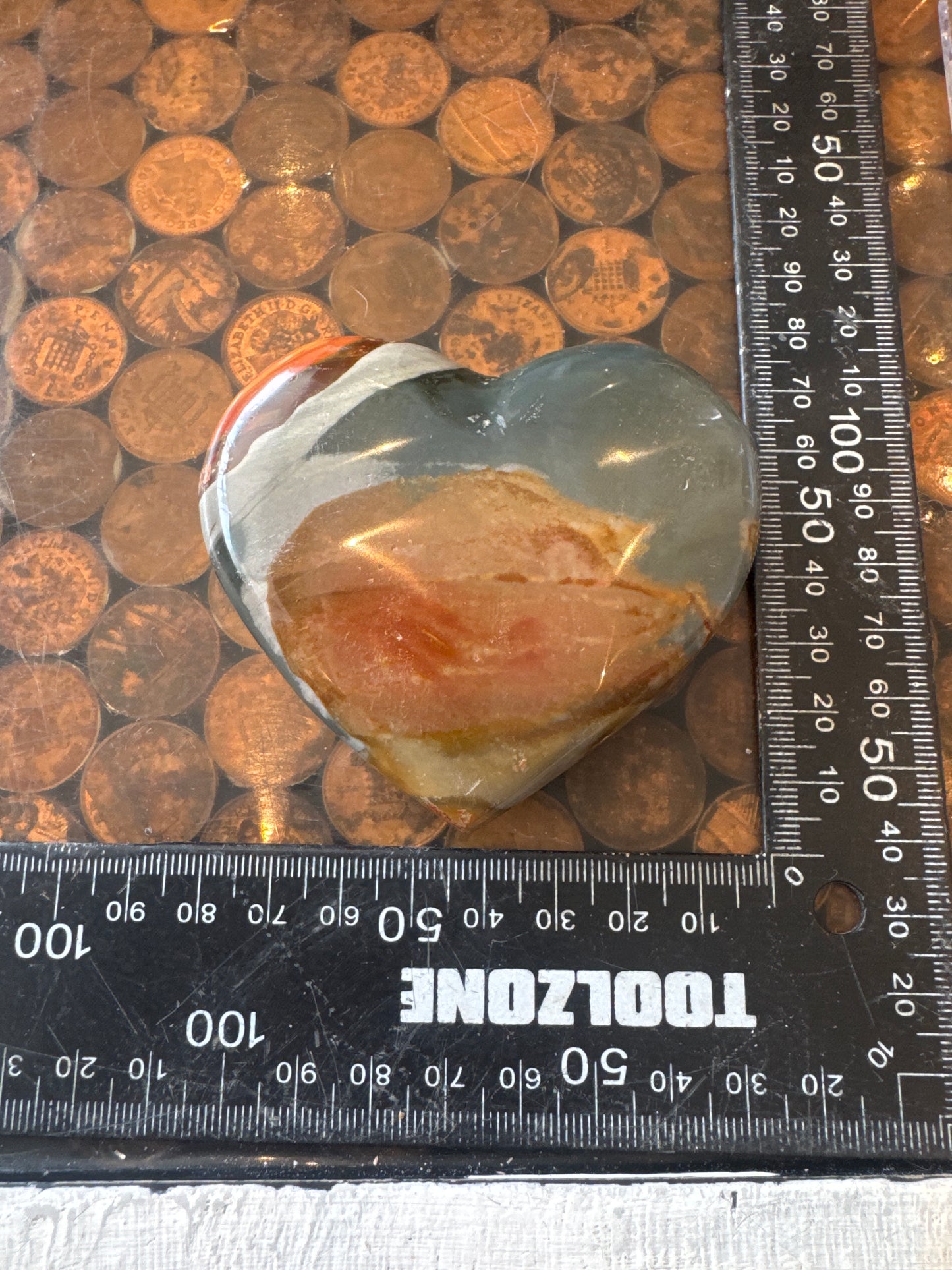 Polychrome Jasper Hand Carved Heart Madagascar 166 grams DBR5#7