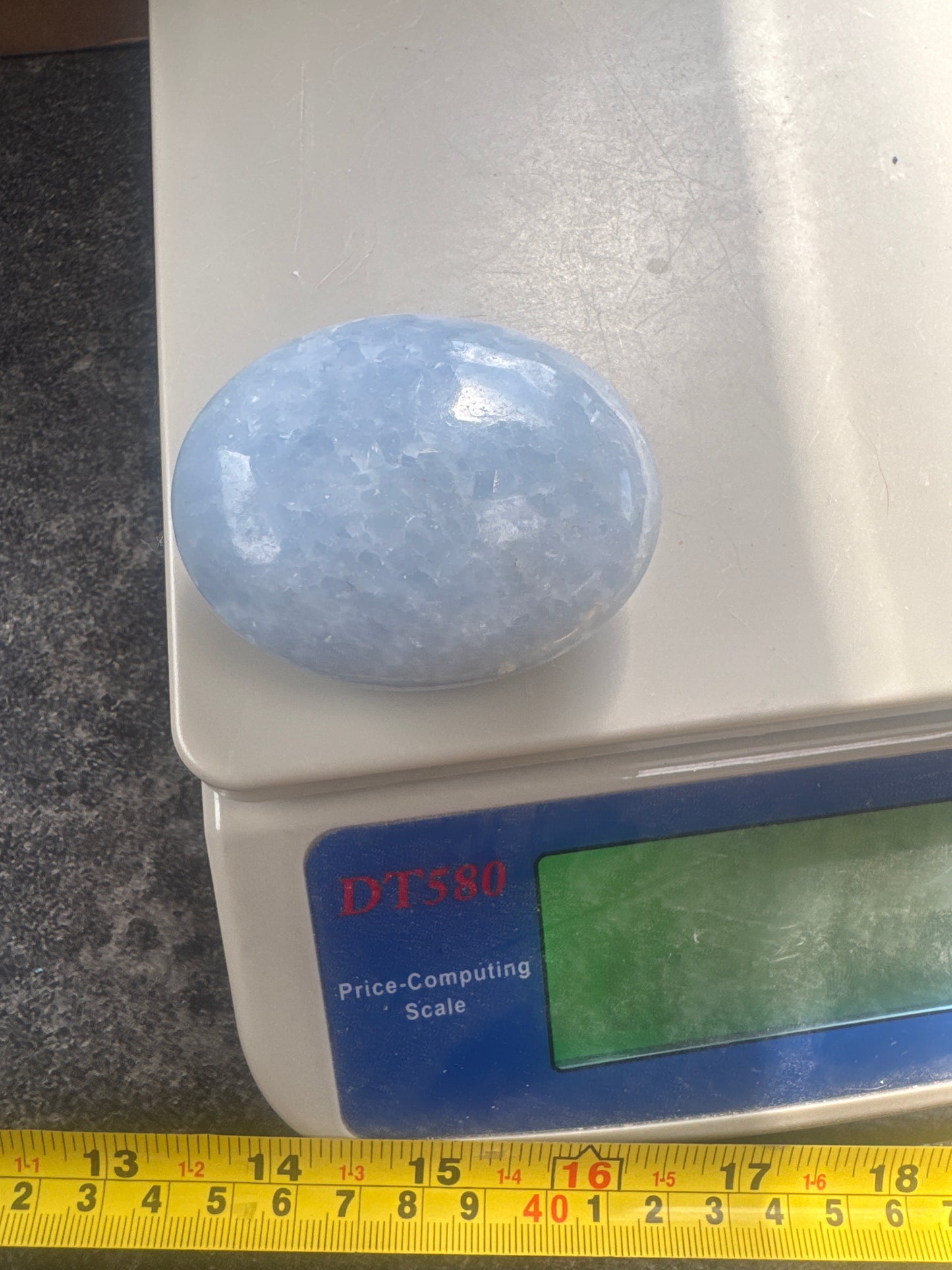 Blue Calcite Palmstone — Soft, Calming, Natural Mineral 123 grams EBY2#16