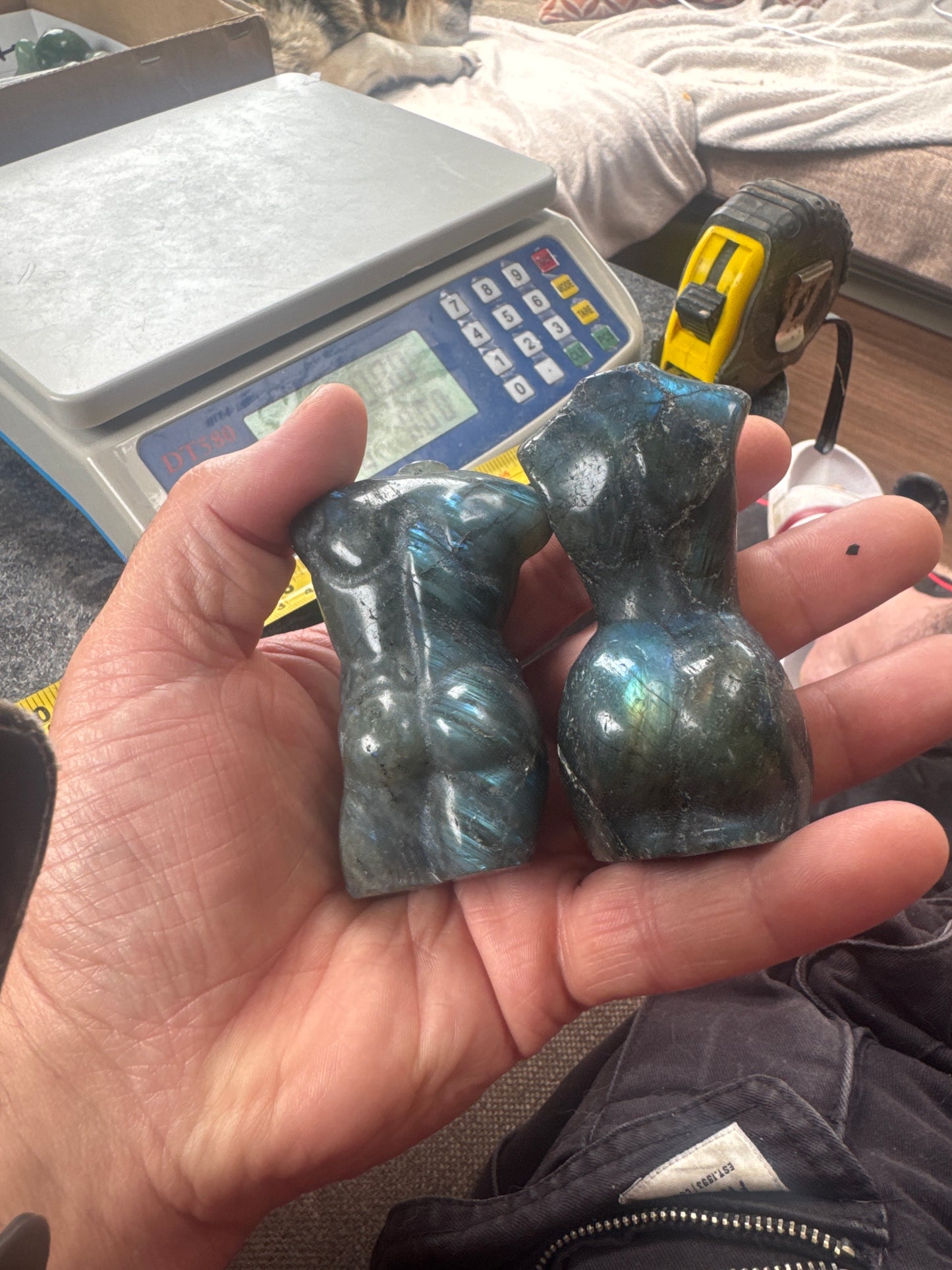 Labradorite god and goddess pair both approx 8cm tall 324 grams the pair eby3#6