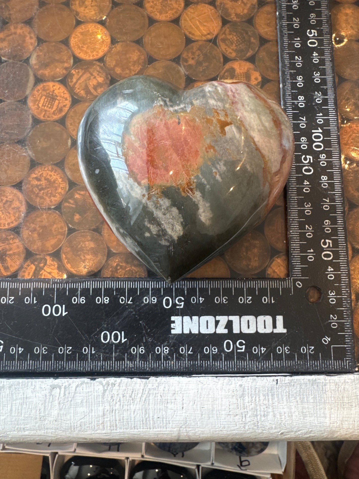Polychrome Jasper Hand Carved Heart Madagascar 360 grams DBR5#5