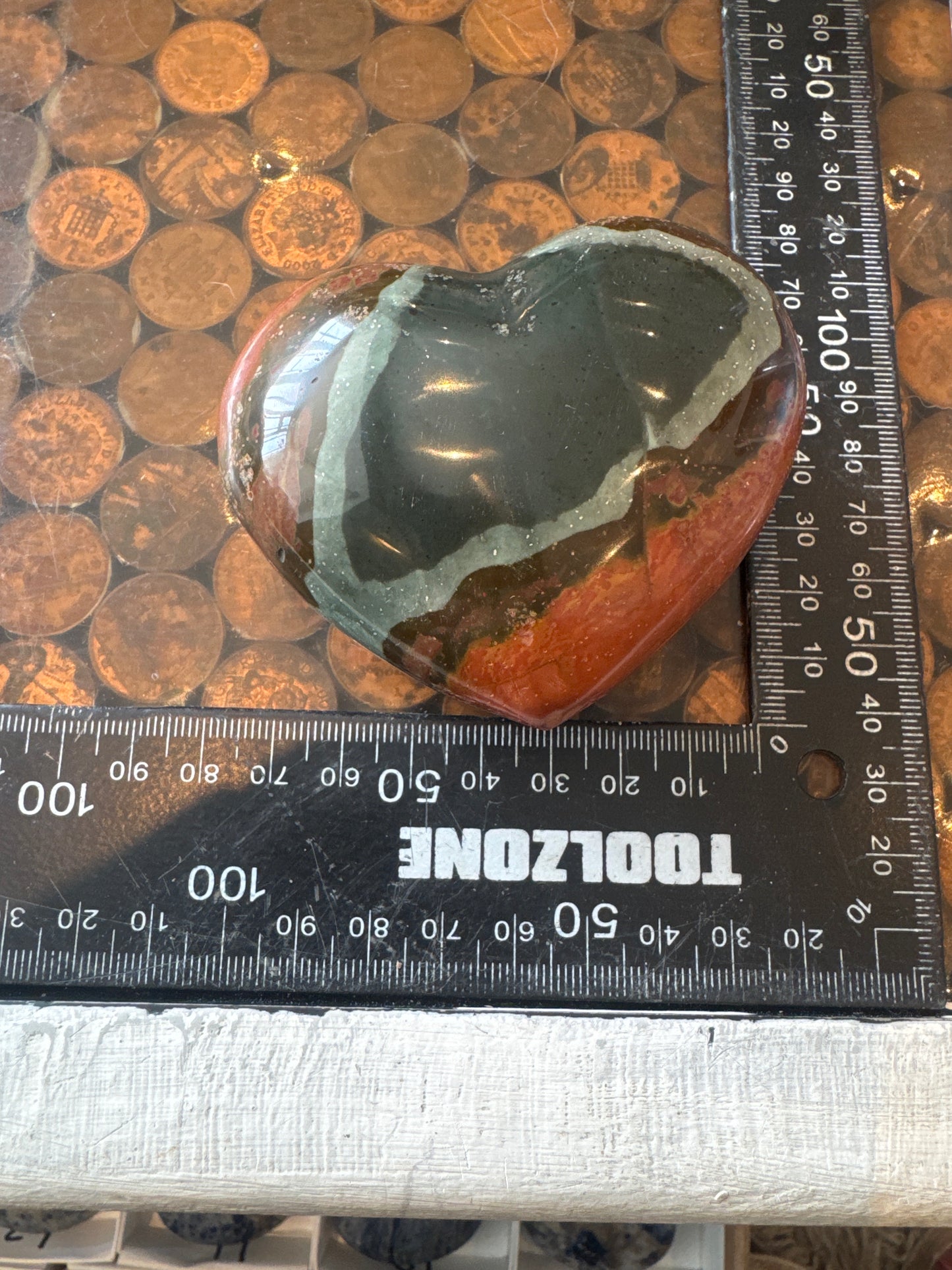 Polychrome Jasper Hand Carved Heart Madagascar 256 grams DBR5#6