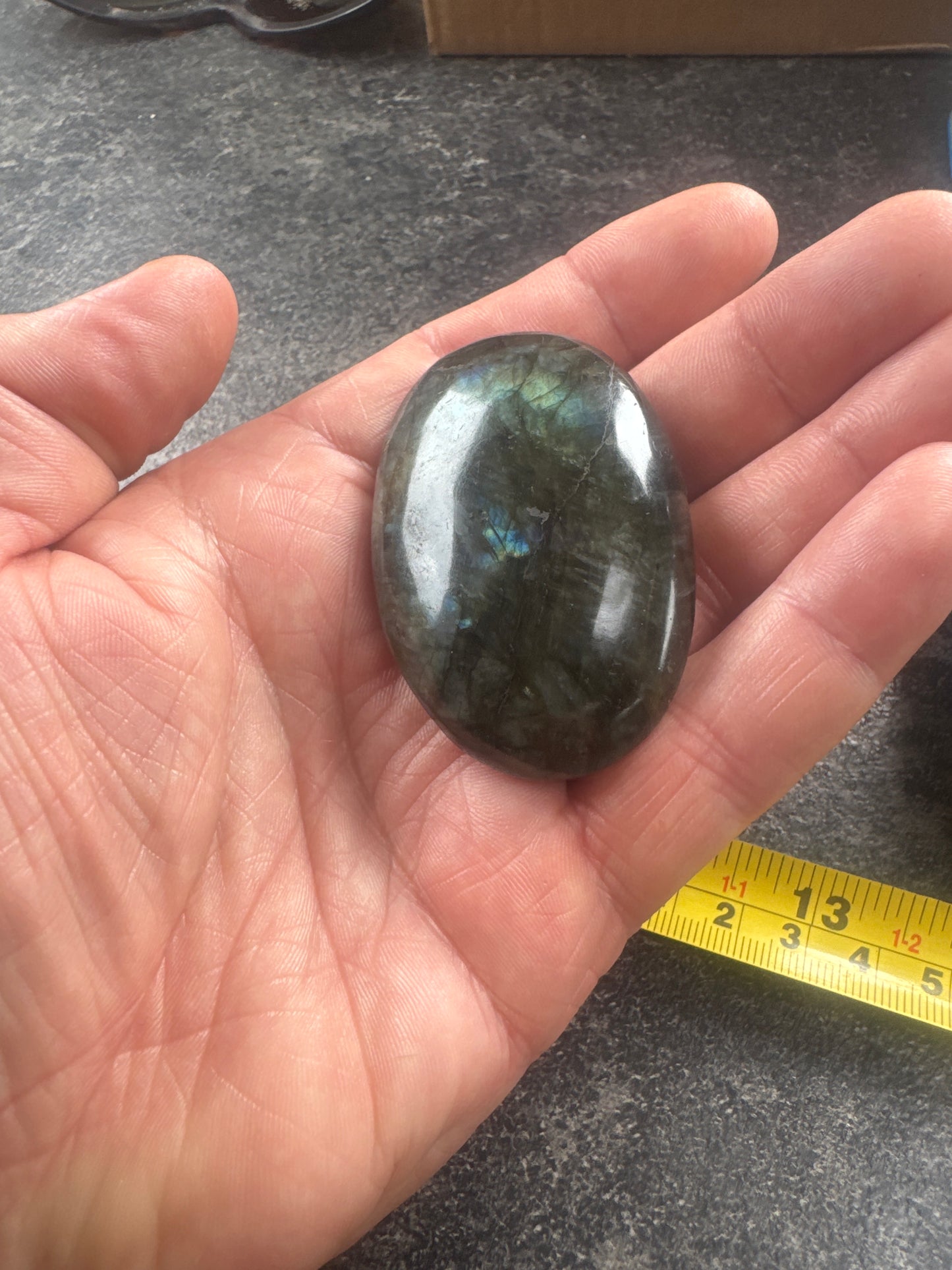 Labradorite Palmstone — Natural Flash & Protective Energy 95 grams EBY2#7