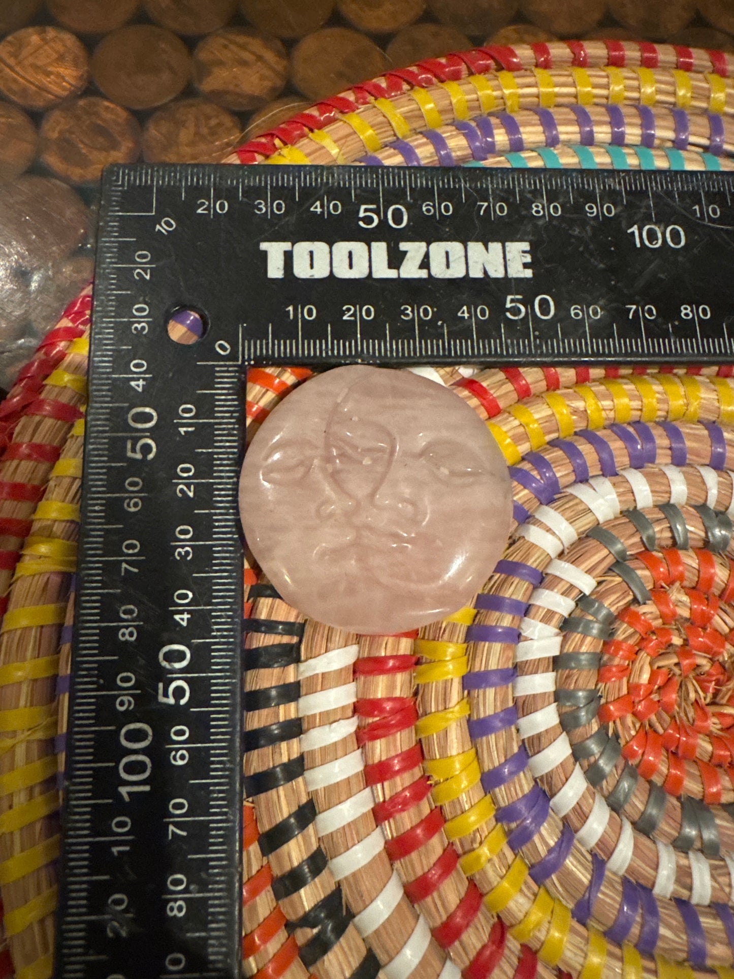 🌞🌜 Rose Quartz Sun & Moon Carving – Celestial Love & Gentle Heart Energy.WS1-18