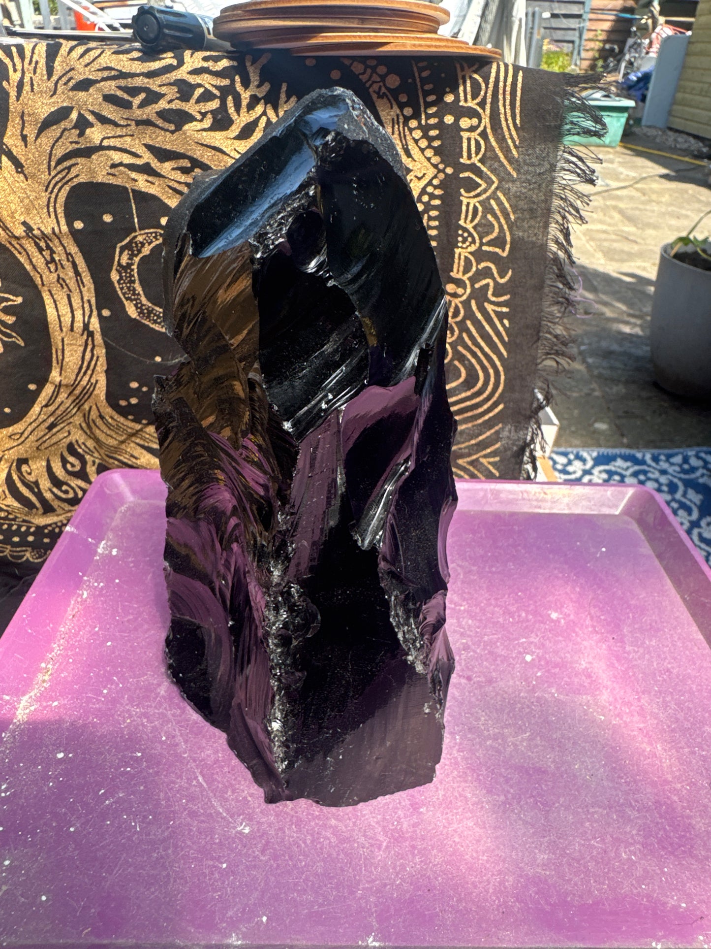 Black Obsidian  1809 grams  19 cm tall Rough with a cut base – Natural Volcanic Glass – f34#2