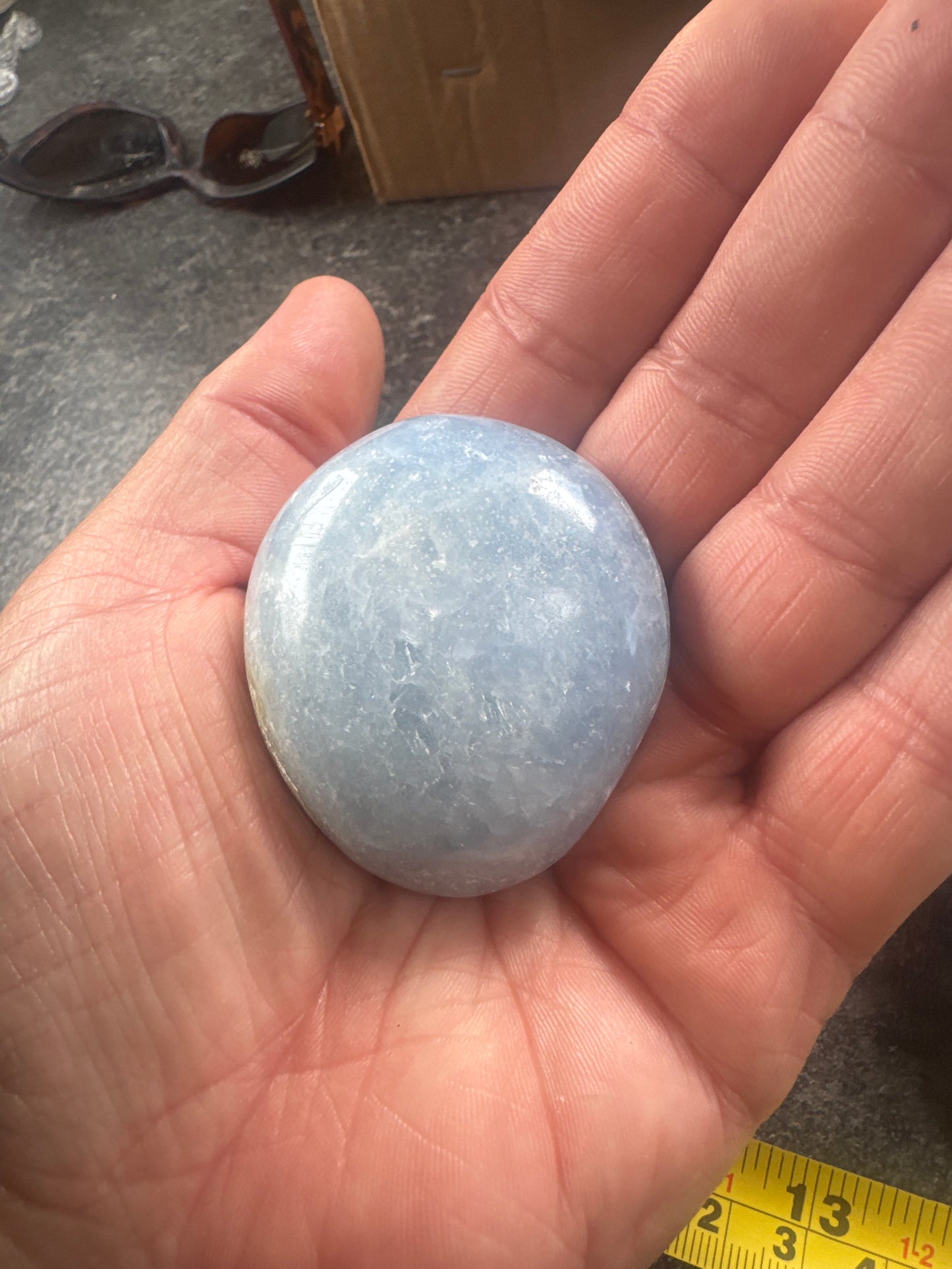 Blue Calcite Palmstone — Soft, Calming, Natural Mineral 115 grams EBY2#15