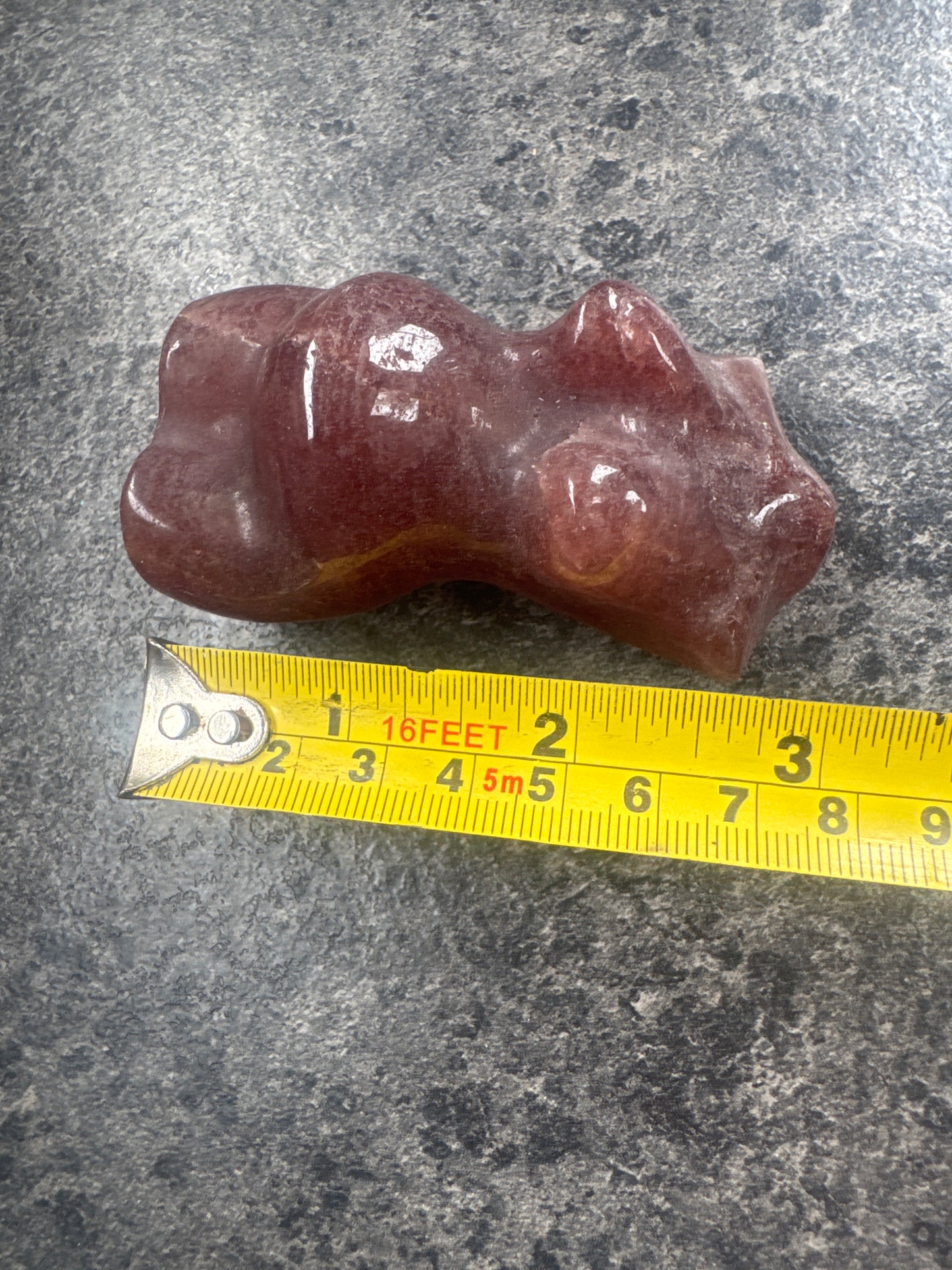 8 cm Strawberry Quartz Pregnant Goddess Carving 155 grams EBY3#8