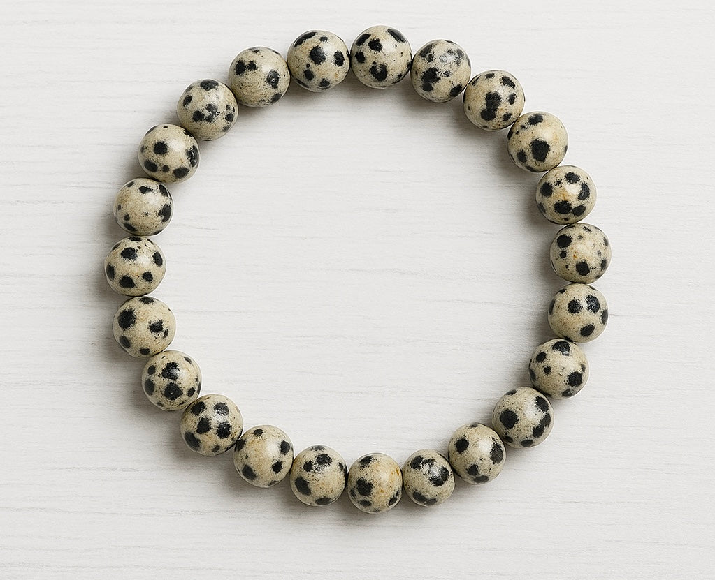 Dalmatian Jasper 8mm Bead Bracelet
