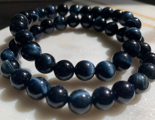 Blue tiger eye 8mm bead bracelet