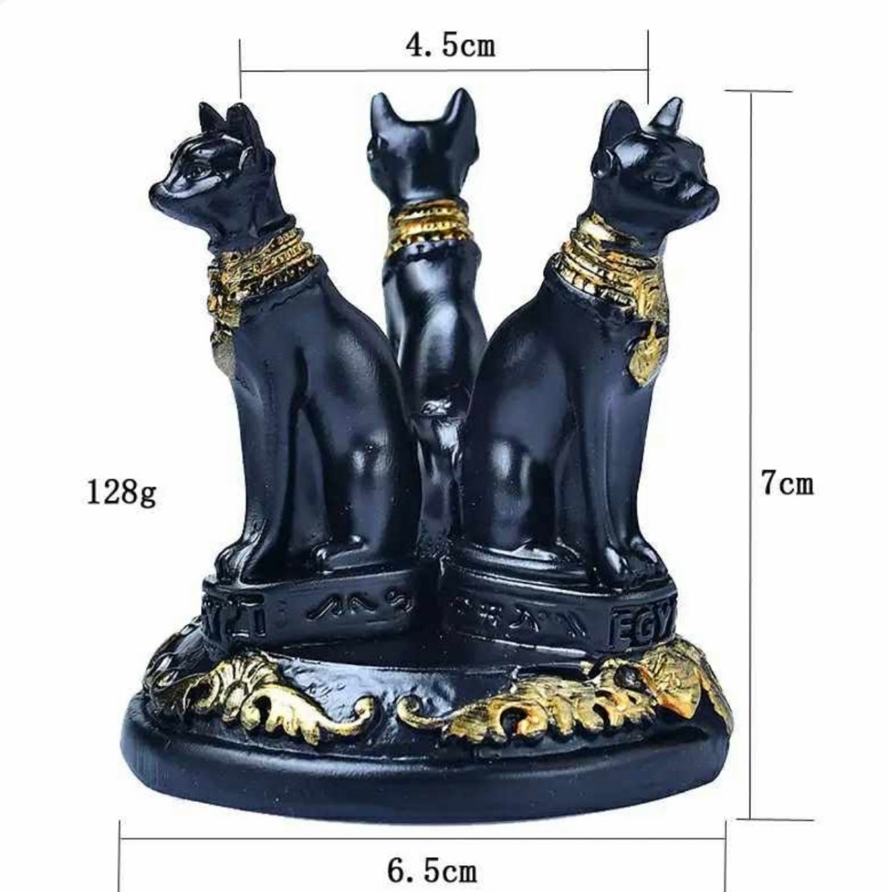 Bastet Egyptian Cat Sphere Stand – Decorative Crystal Ball Holder (7 cm)