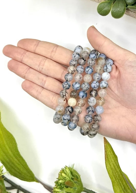 Dragon vein agate 8mm bead bracelet
