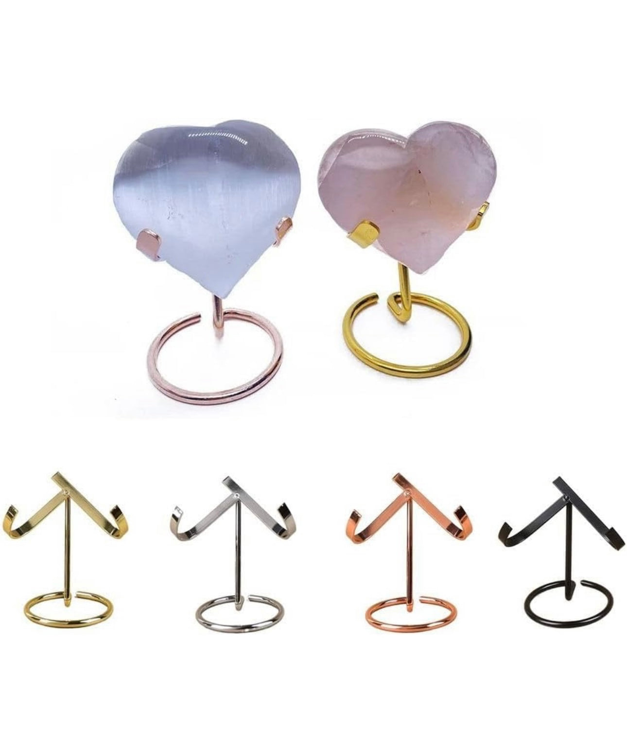 Large rose gold / copper colour stands for heart shaped crystals