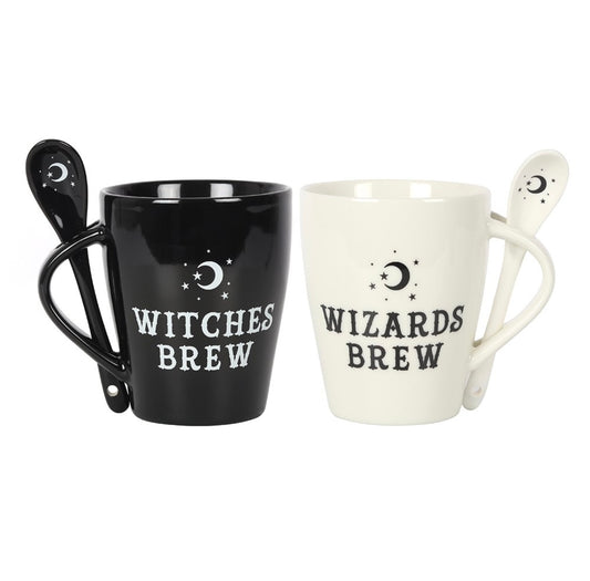 Witch and wizard mug set