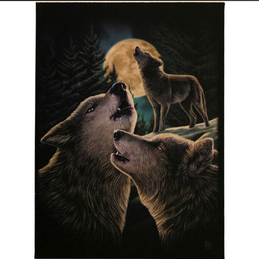 19X25CM WOLF SONG CANVAS PLAQUE BY LISA PARKER