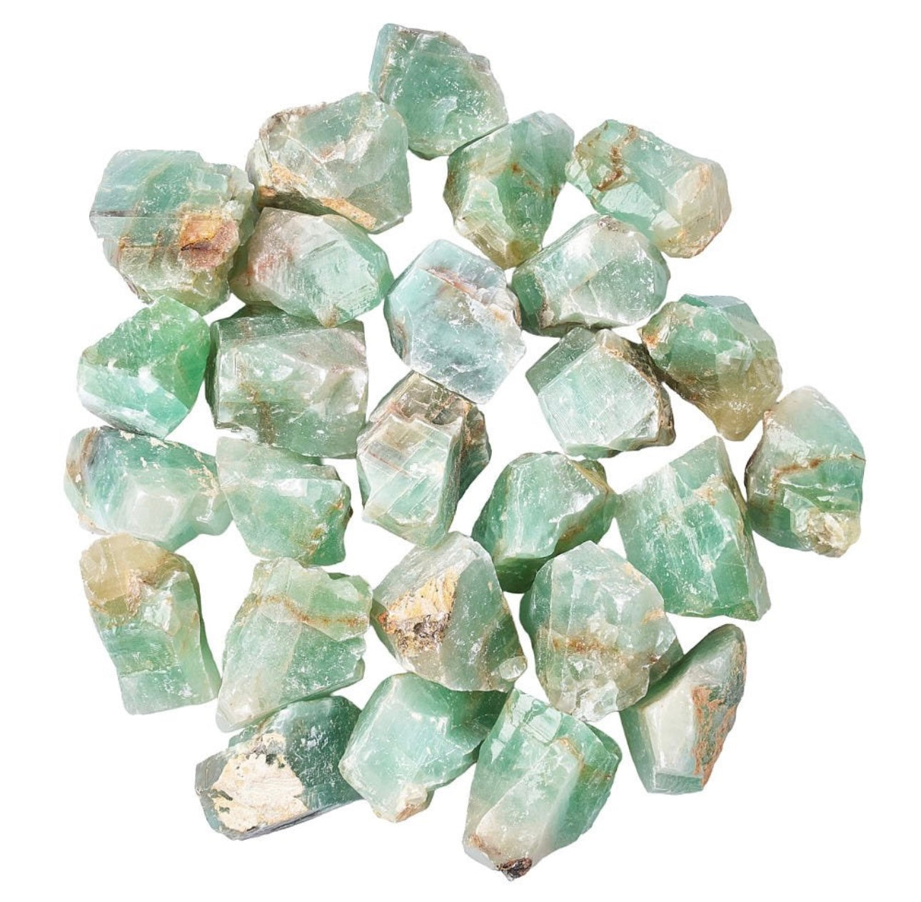 Green Calcite Rough (Mexico) – 1 Kilo Lot, 1” to 2.5” Pieces