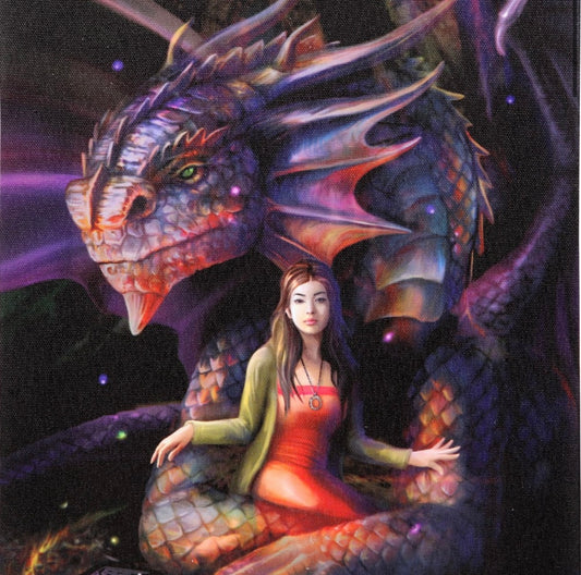 19X25CM SPIRIT DRAGON CANVAS PLAQUE BY ANNE STOKES