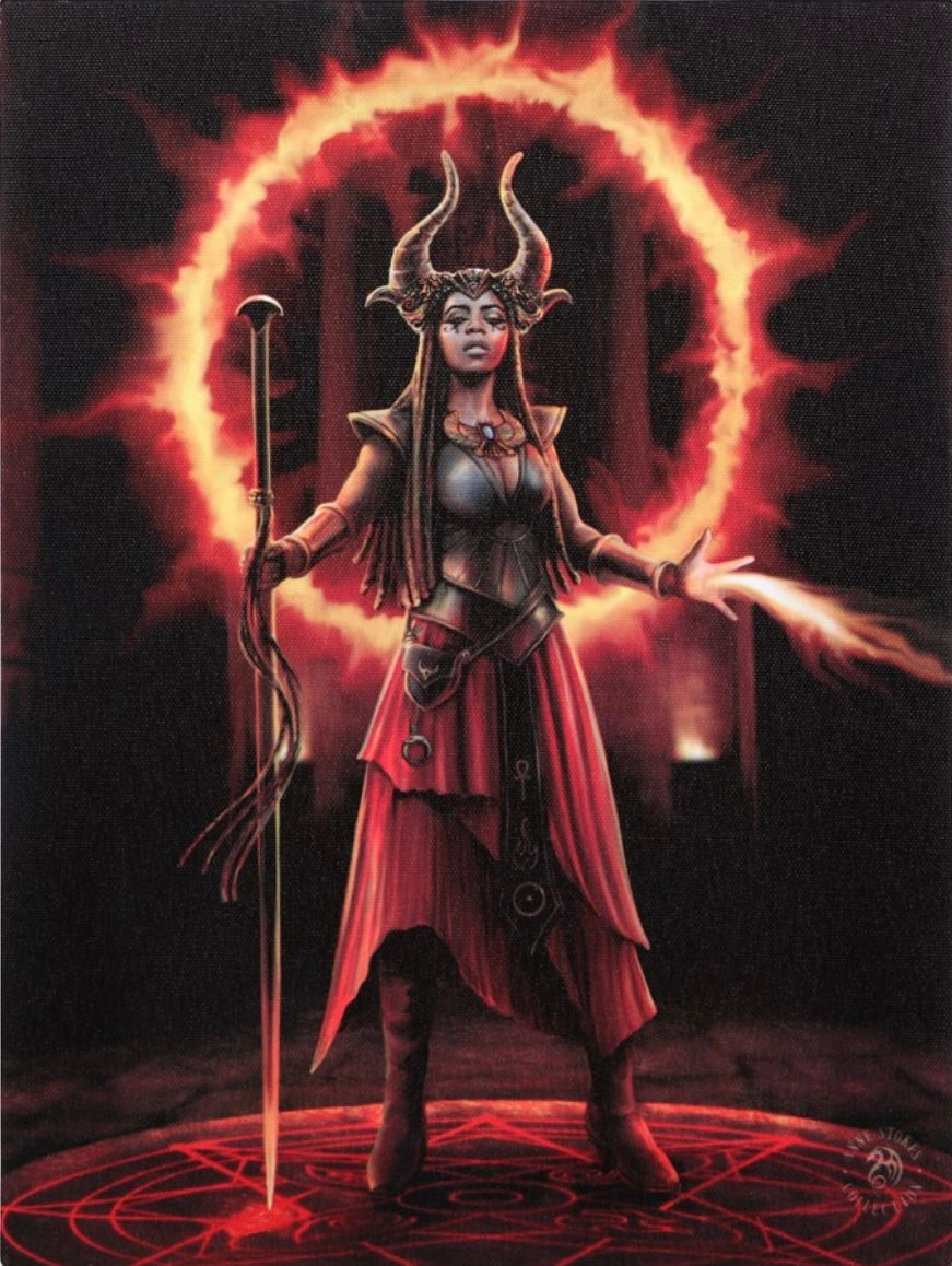 19X25CM FIRE ELEMENT SORCERESS CANVAS PLAQUE BY ANNE STOKES