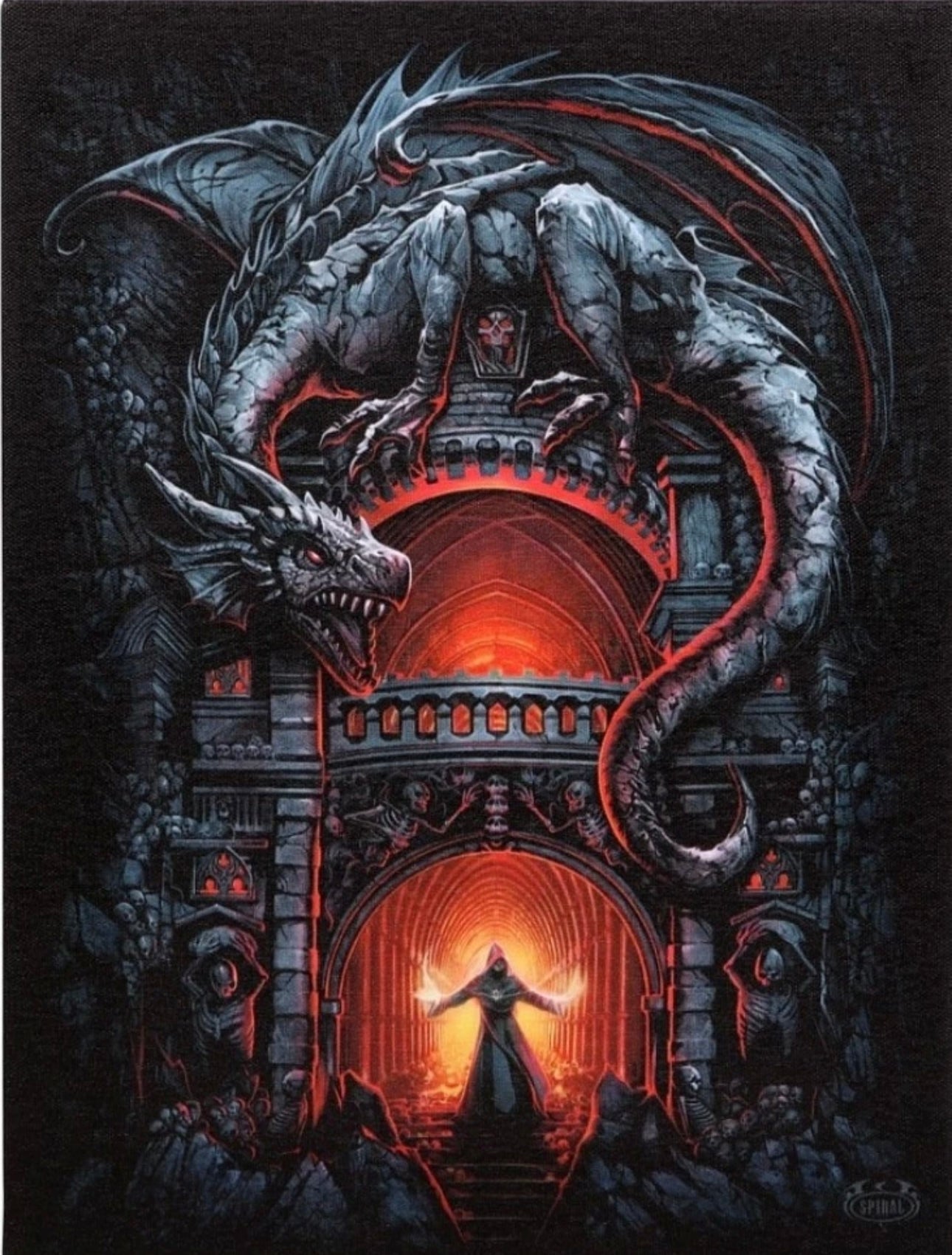 19x25cm canvas wall plaque featuring a high quality, full colour print of 'Dragons Lair' Designed by Spiral Direct.