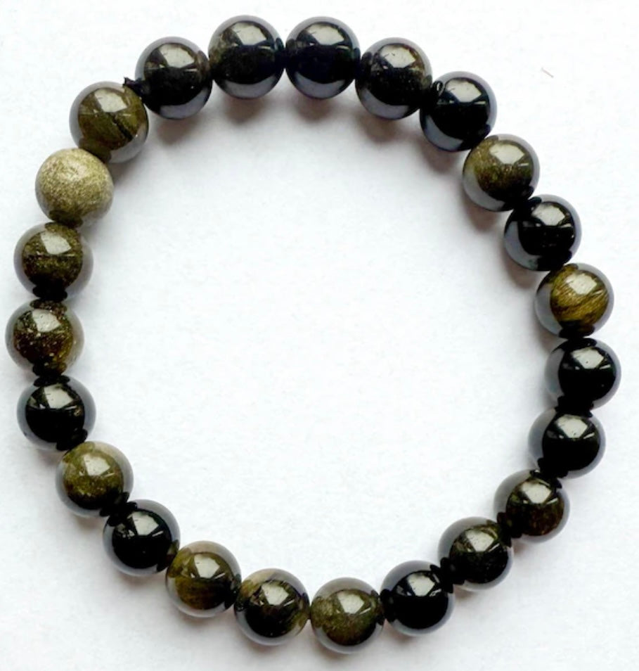 8mm Gold Sheen Obsidian Bracelet