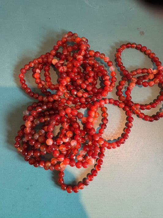 🔥 Carnelian Bracelet – 8mm Beads on Elastic | Vitality, Courage & Creativity