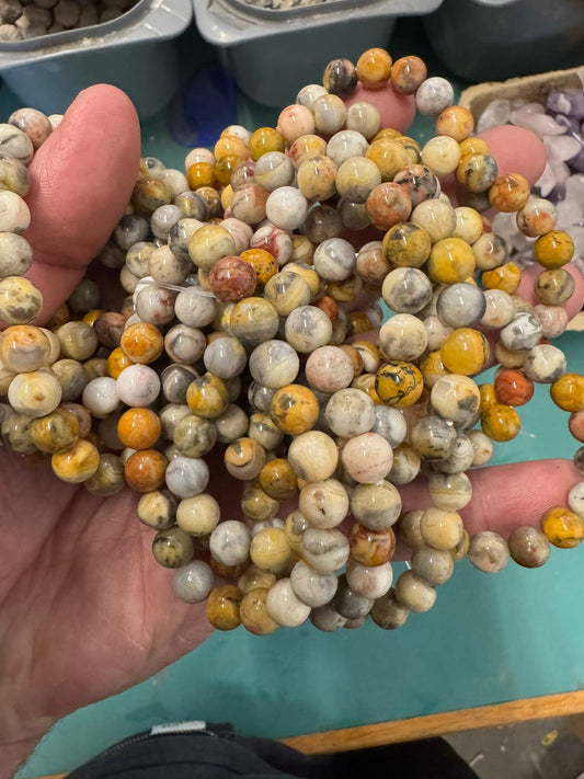 🎉 Crazy Lace Agate Bracelet – 8mm Beads on Elastic | Joy, Flow & Emotional Harmony