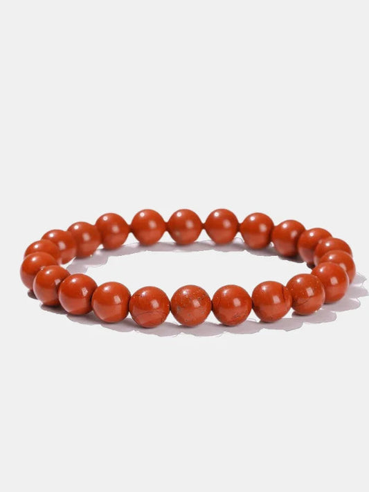 🔴 Red Jasper Bracelet – 8mm Beads on Elastic | Strength, Stability & Root Chakra Support