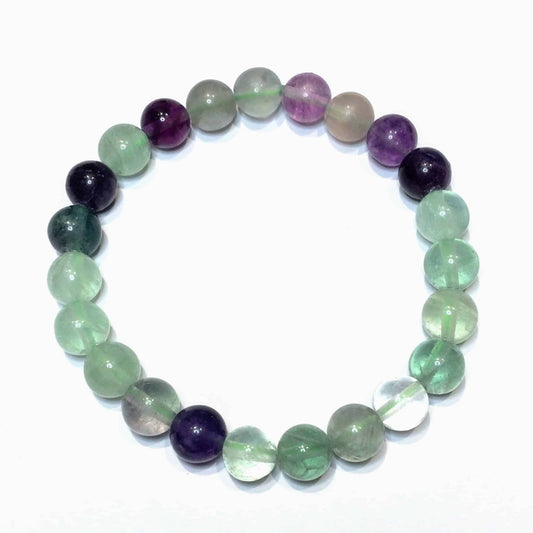 🌈 Fluorite Bracelet – 8mm Beads on Elastic | Clarity, Focus & Aura Cleansing