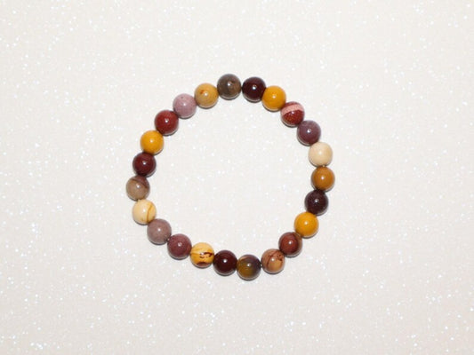 🐚 Mookaite Bracelet – 8mm Beads on Elastic | Strength, Adventure & Earth Wisdom