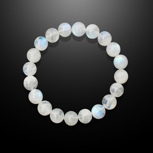 🌙 Moonstone Bracelet – 8mm Beads on Elastic | Intuition, Feminine Energy & Emotional Balance