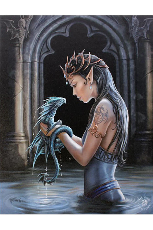 ANNE STOKES WATER DRAGON CANVAS PLAQUE