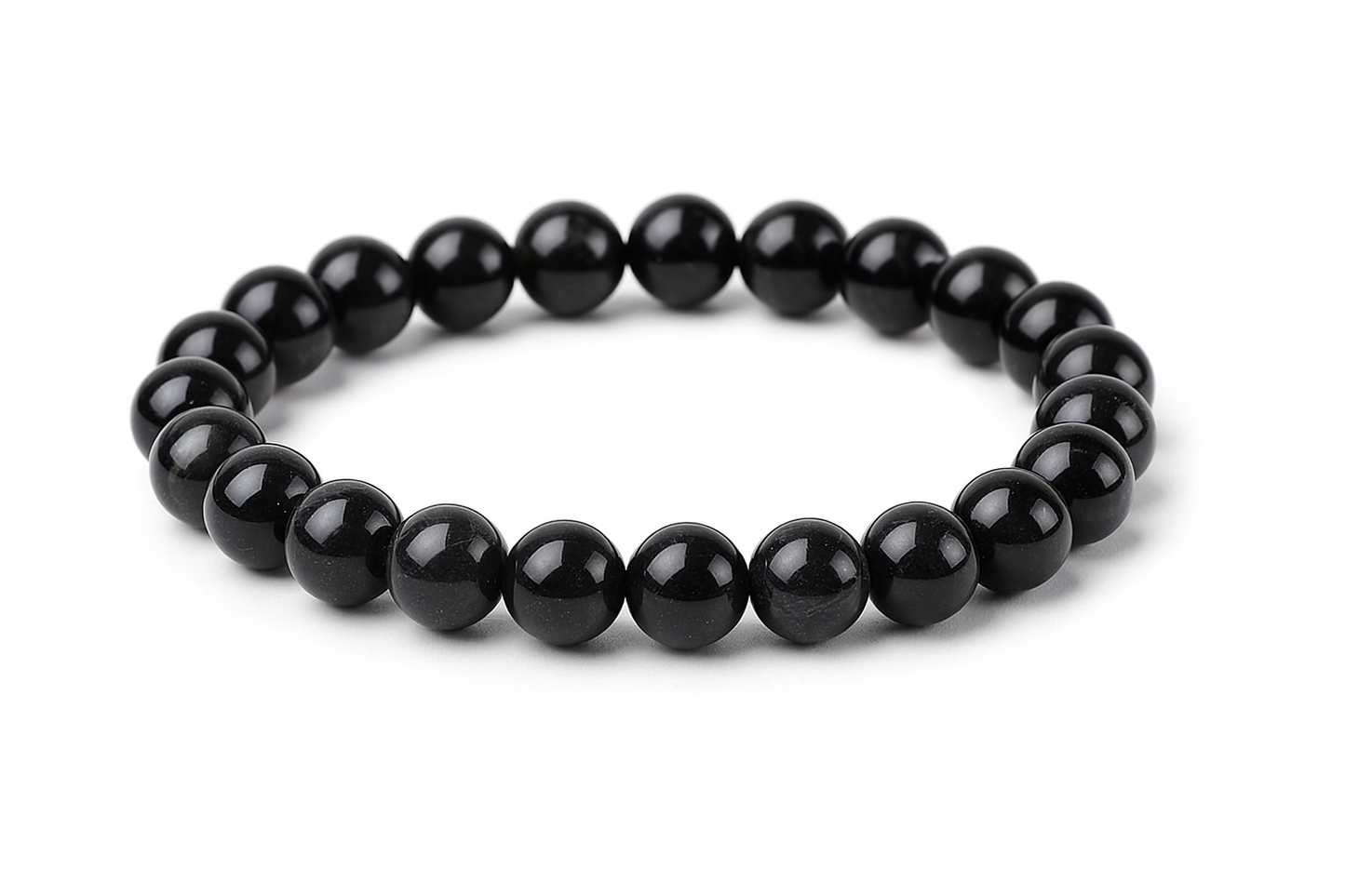 🖤 Black Obsidian Bracelet – 8mm Beads on Elastic | Protection, Grounding & Truth