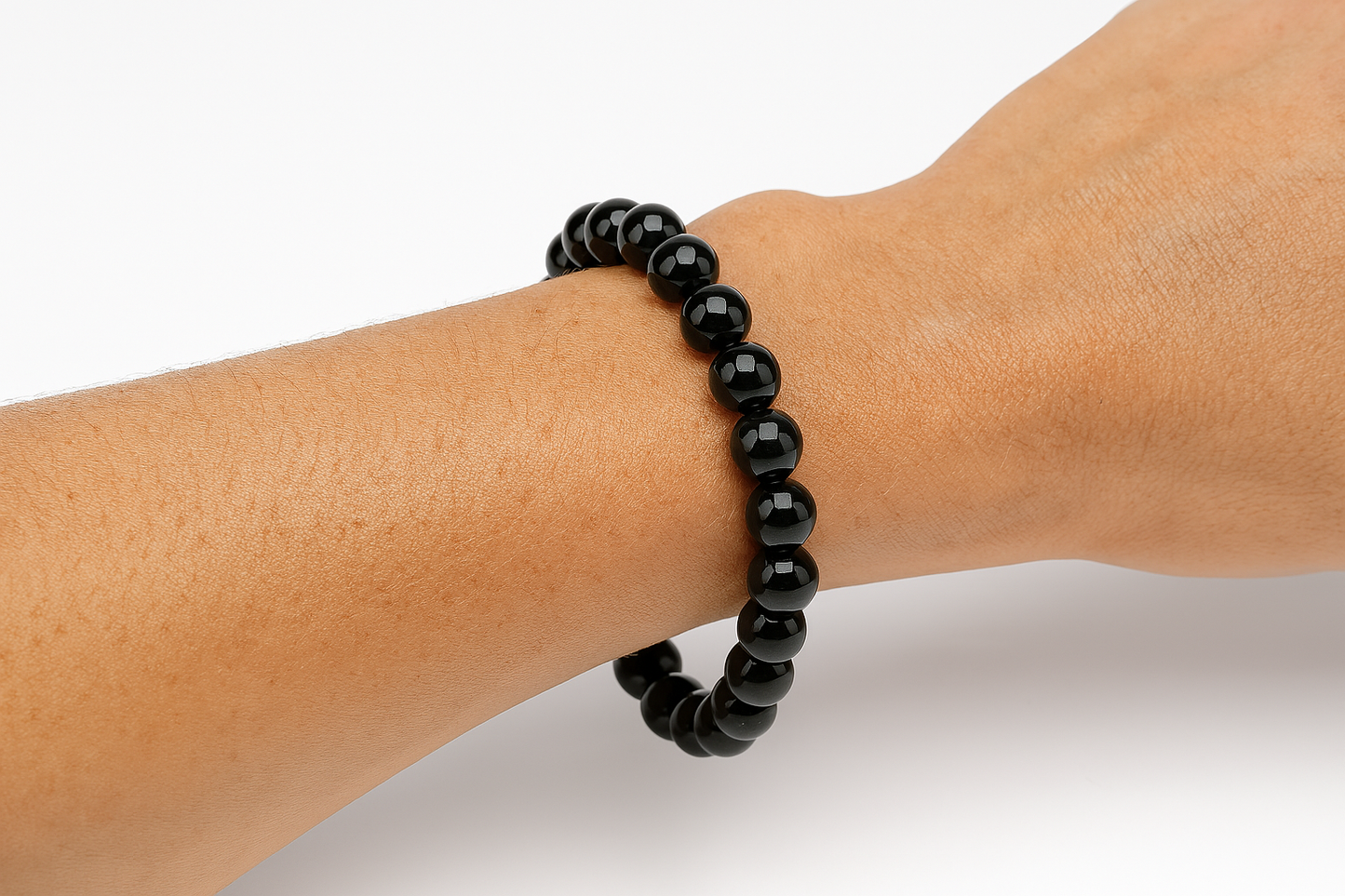 🖤 Black Obsidian Bracelet – 8mm Beads on Elastic | Protection, Grounding & Truth