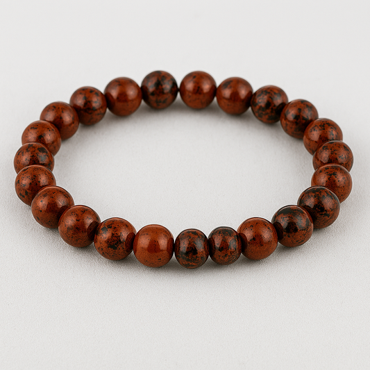 8mm Mahogany Obsidian Bracelet – Natural Healing Crystal Beads – Grounding, Protection & Strength – Handmade Stretch Bracelet for Men & Women