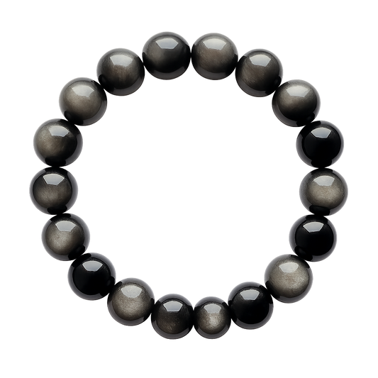 Silver sheen obsidian 8mm bead bracelet