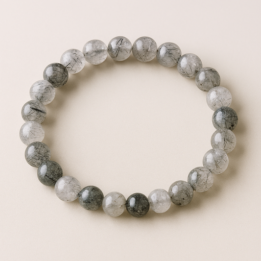 Black Rutilated Quartz 8mm bead bracelet